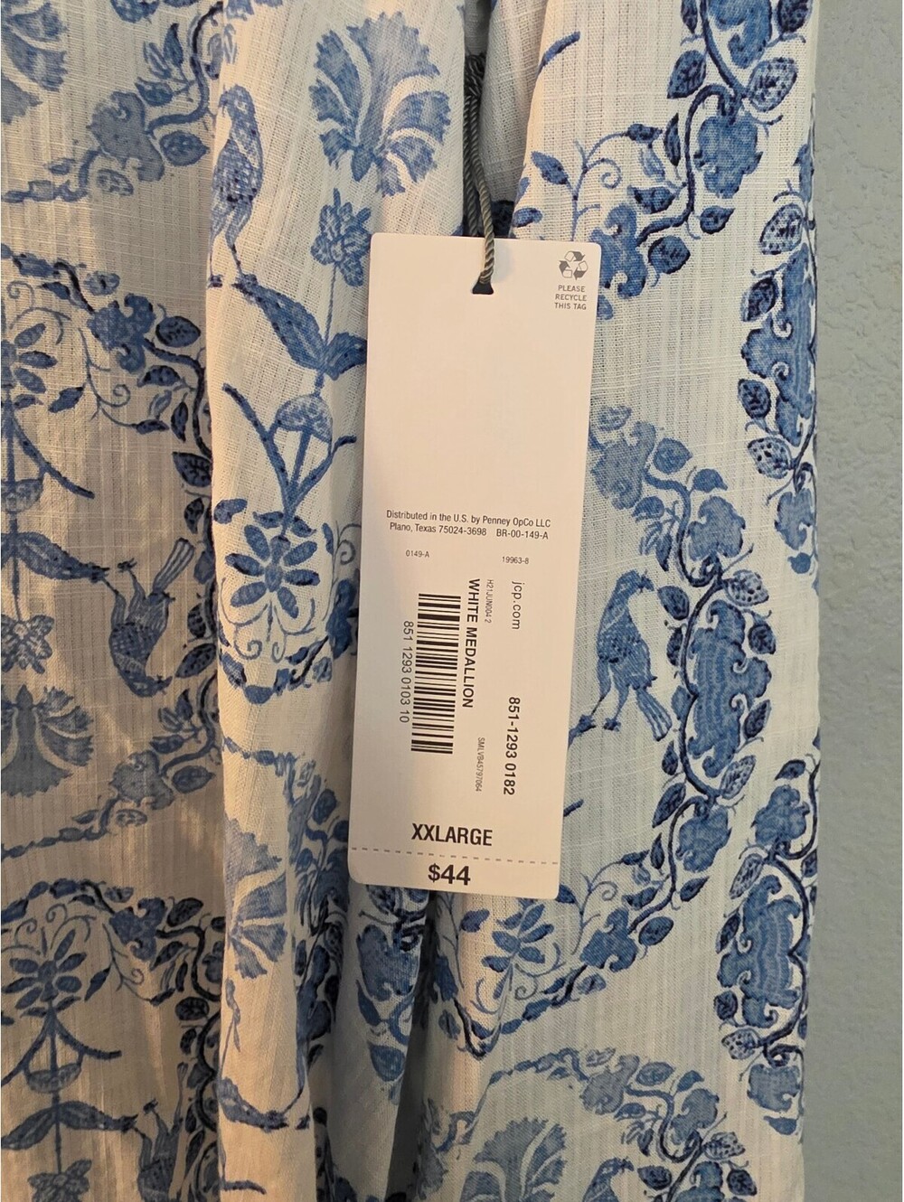 Liz Claiborne XXL White and Blue Floral Button-Up Blouse - Picture 3 of 8